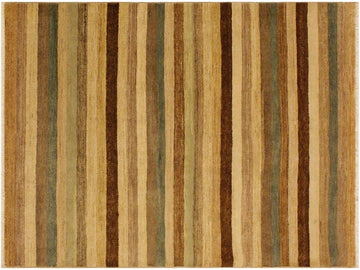 Boho Chic Gabbeh Edythe Beige/Green Wool Rug - 3'11'' x 5'7''